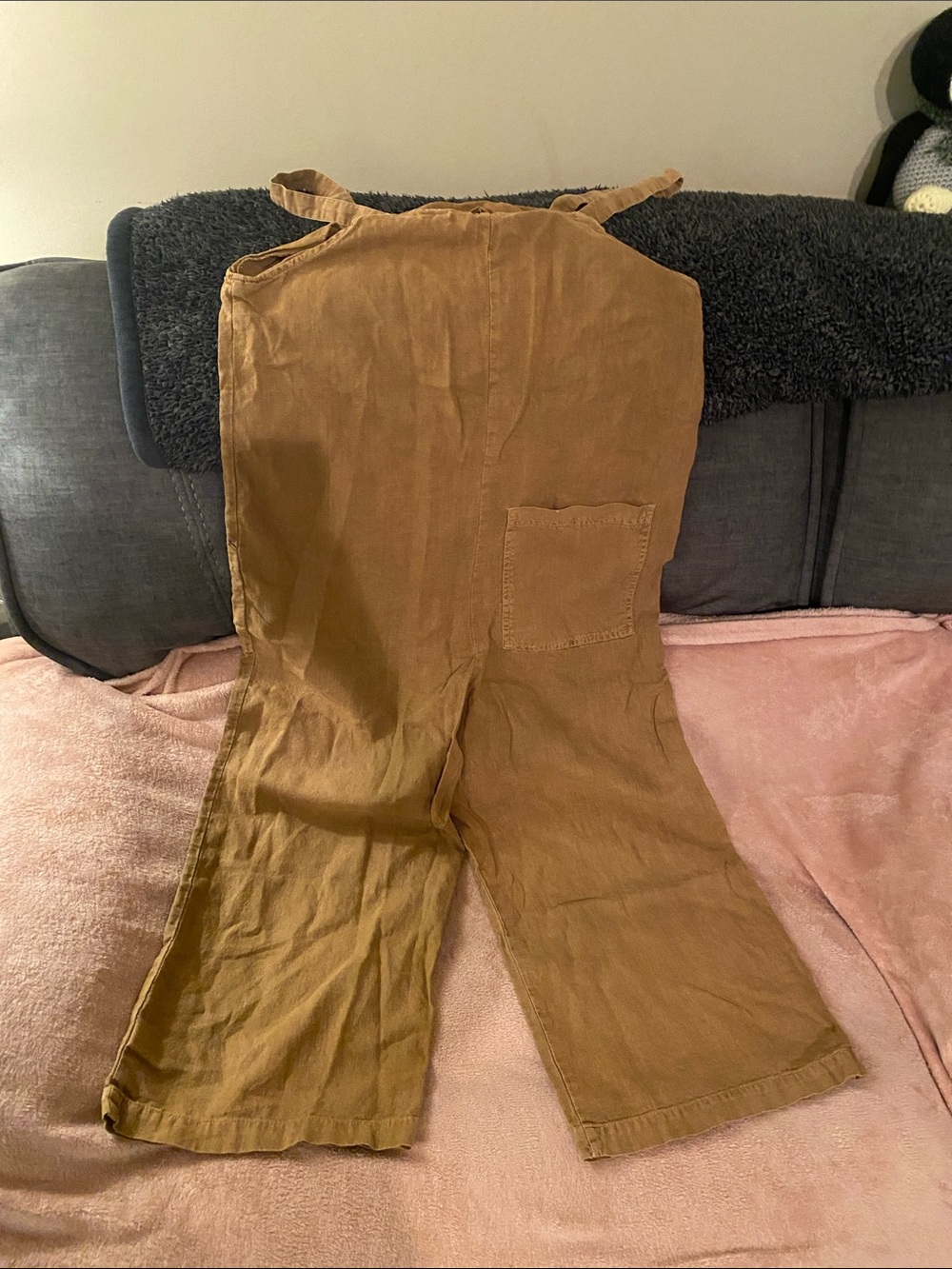 Universal Thread Cropped Wide-Leg Utility Jumpsuit in Camel - Picture 3 of 3